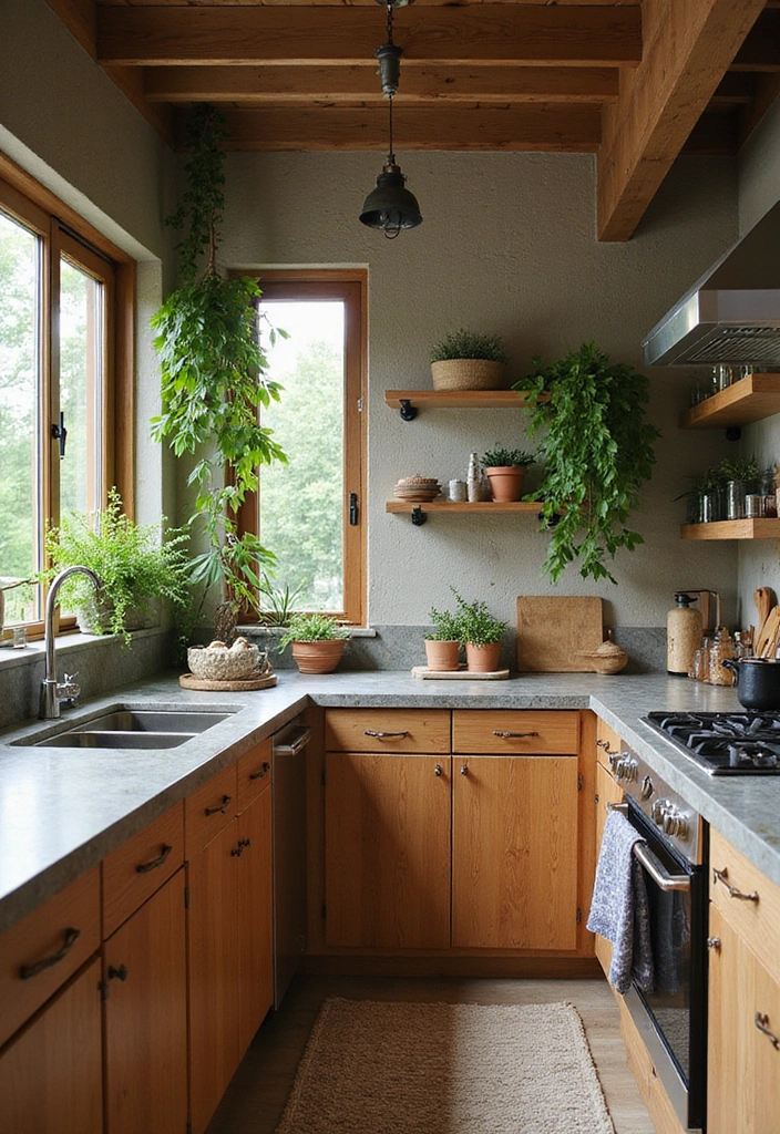 22 Modern Luxury Small Kitchen Ideas - 18. Nature-Inspired Elements