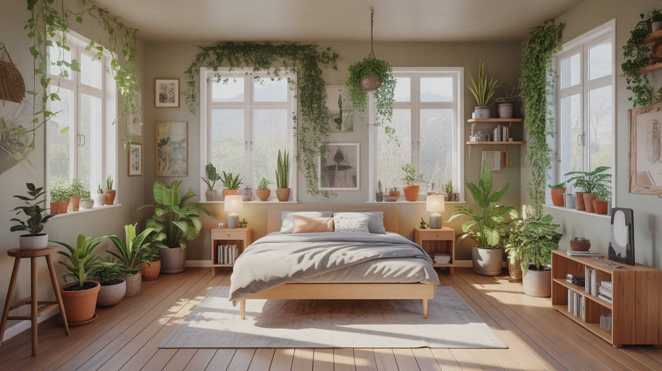 Lush greenery, potted plants, and natural light enhance fresh, vibrant, and plant-filled room aesthetics.